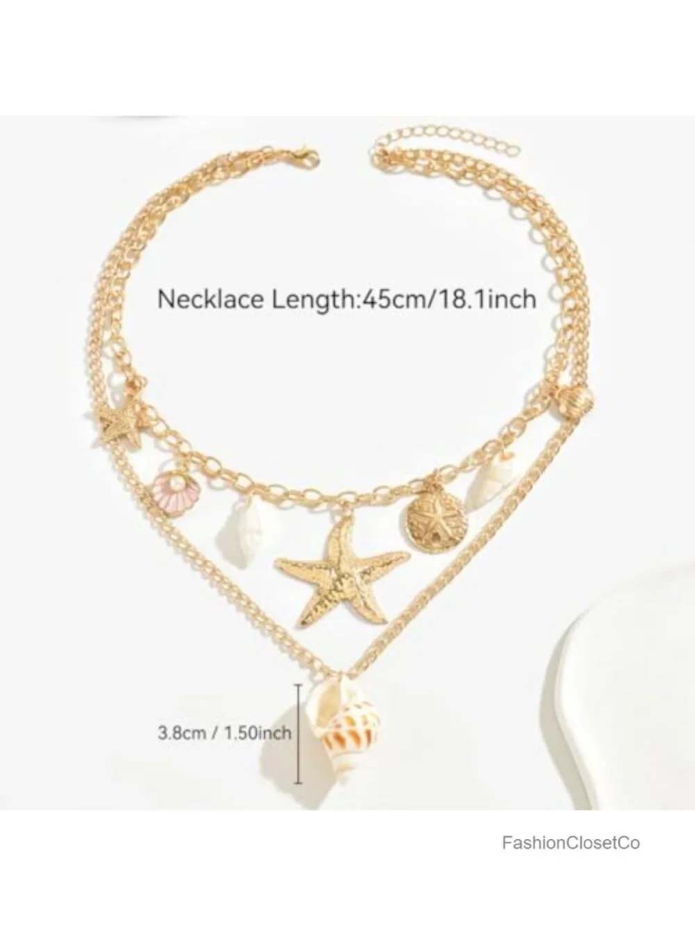 Layered Shell Starfish Necklace Women Boho Beach Choker Summer